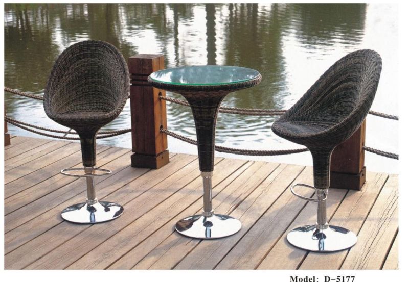 Homedecor 3 Pieces Patio Outdoor Furniture Set Poly Rattan Wicker, 2 Chairs and 1 Table, Brown