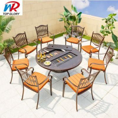 Outdoor Barbecue Table Set Cast Aluminum BBQ Grill Furniture Table