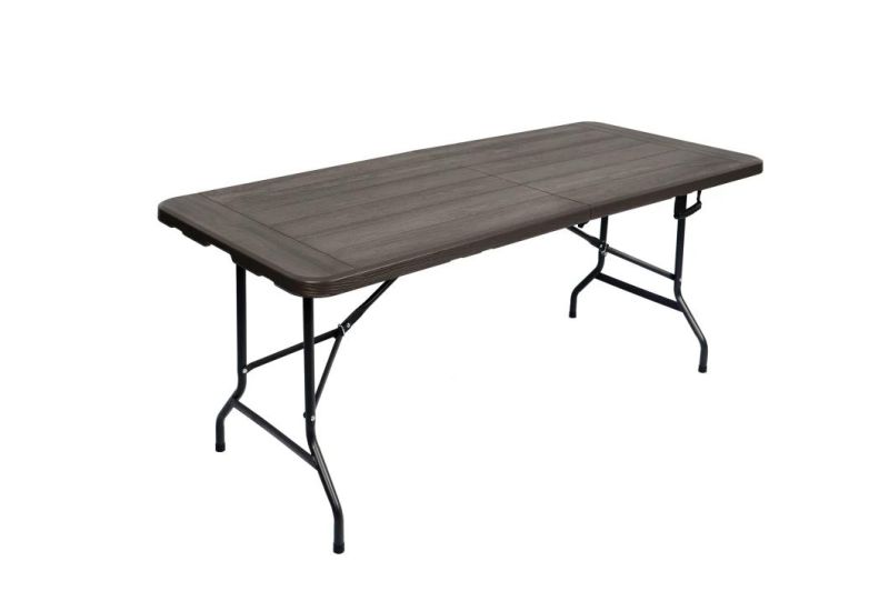 6FT Fold in Half Table with Stitches Lock/Wooden Design PE Rental Table Folding Portable Table
