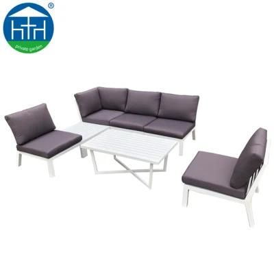 White Garden Furniture Powder Coating Aluminum Frame Outdoor Sectional Sofa Set