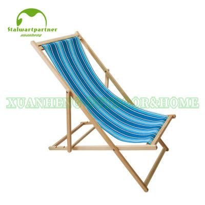 Foldable Outdoor Wood Sling Beach Deck Chair