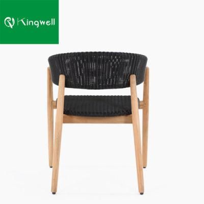 Popular Commercial Outdoor Teak Wood Furniture Patio Weaving Rope Chair Used on Home and Garden