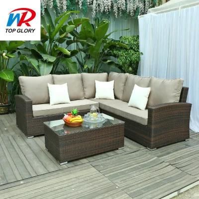 Modern Design Outdoor L Shaped Couch Hotel Patio Garden Set Rattan Sofa