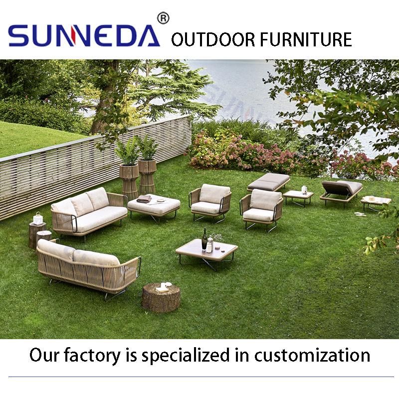 Outdoor Contemporary Aluminum Frame Tea Table with Transparent Glass