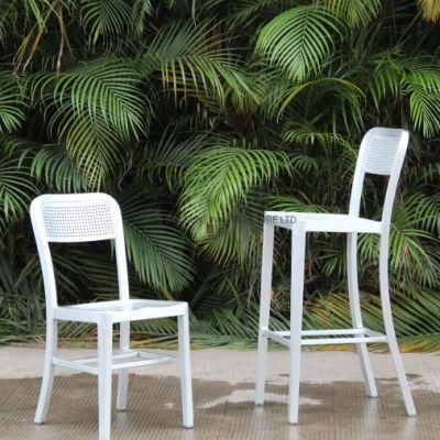 Modern Anodized Restaurant Bar Stool Aluminum Outdoor Chair Patio Garden Furniture