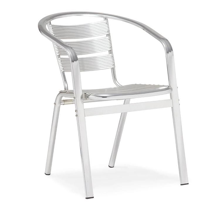 Anodized Shiny Aluminum Stack Outdoor Chair Restaurant