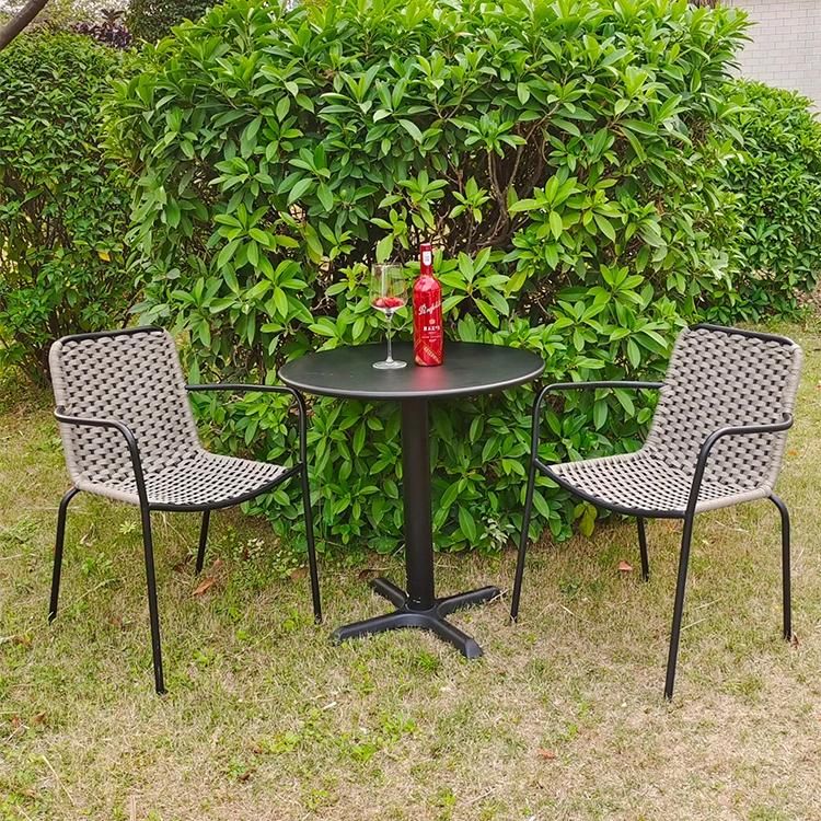 Waterproof Drak Brown Rope Dining Chair for Restaurnt Outdoor Use
