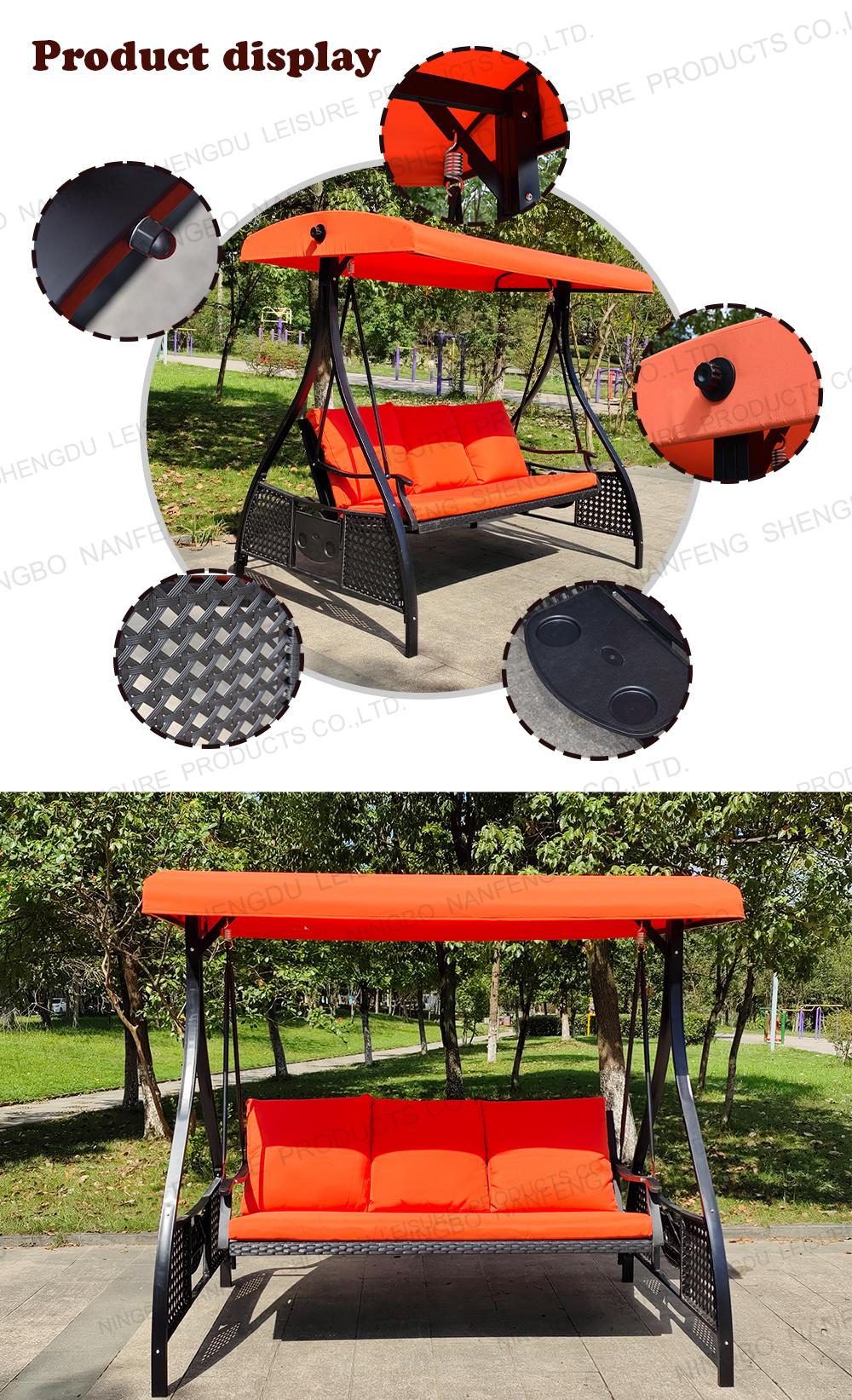 Canopy Swing Chair, Porch Swings Bench, Canopy Glider, with Adjustable Tilt, Extra Thick Removable Cushion, Cane Chair