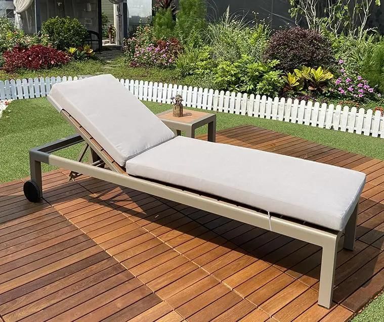 Modern Sun Swimming Pool Lounge Chairs Furniture with Ottoman Outdoor Garden Leisure Chaise Lounge