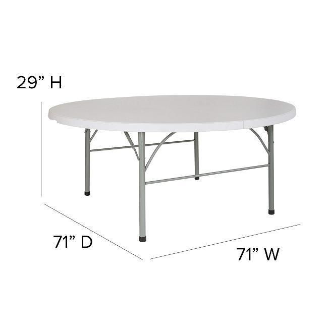 Picnic 10 People Plastic Portable White 60 Round Folding Table