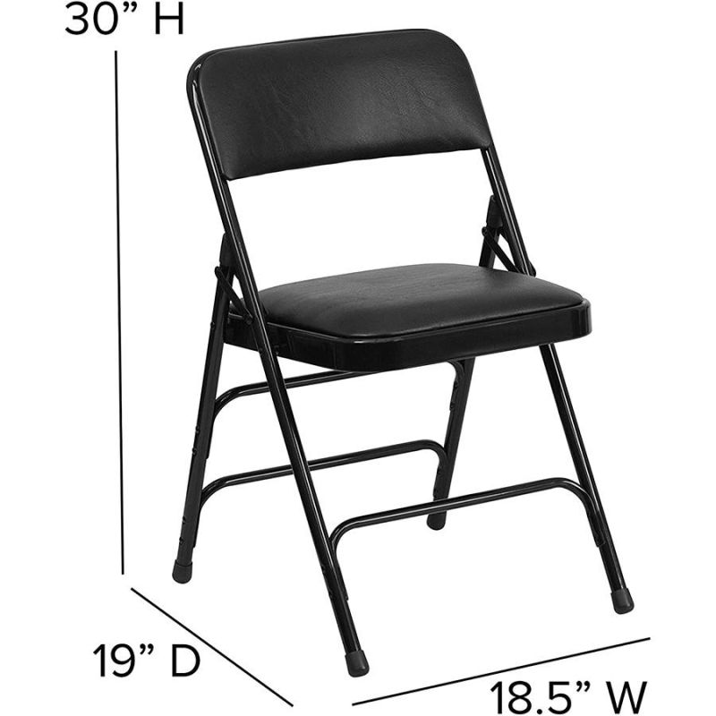 Black Portable Light Weight All Metal Folding Events Chairs with Pad