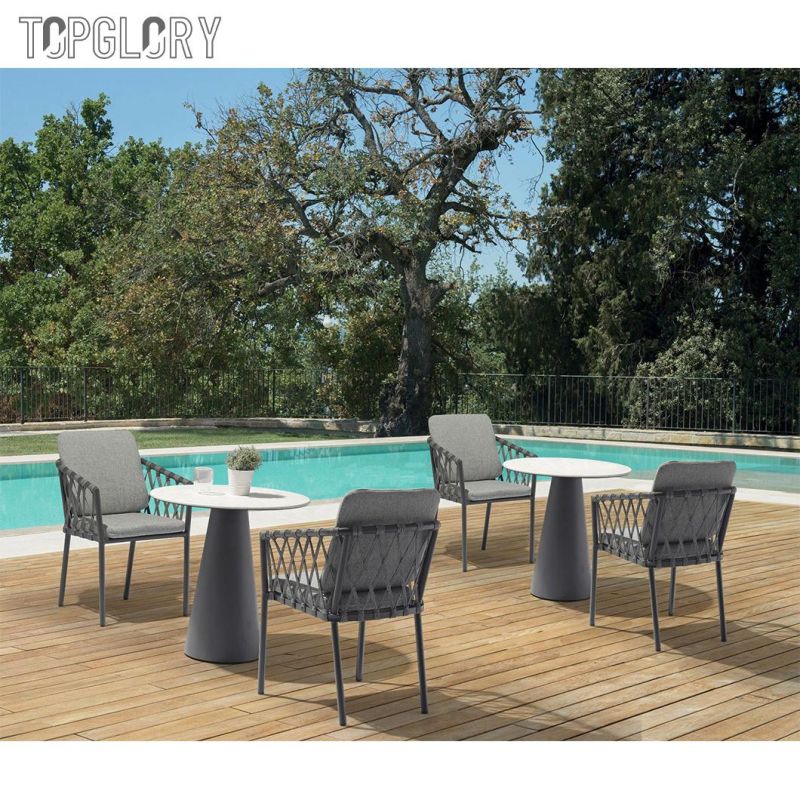 Modern Design Aluminum Outdoor Furniture Rope Coffee Table Chairs
