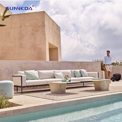 Hotel Outdoor Courtyard Aluminum Frame Backyard Elegant PE Rattan Sofa