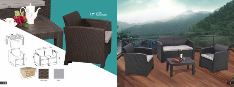 Hotel Patio Lounge Set Plastic Rattan Sofa