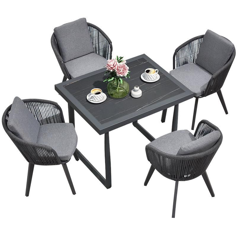 Rope Outdoor Garden Patio Dining Table and Chair Sets Furniture