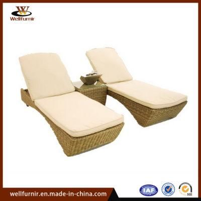 Garden Furniture/Rattan Chaise Lounge/Double Wicker Sun Lounger