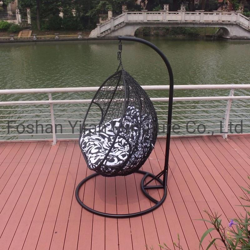 Outdoor Patio Garden Rattan Wicker Hanging Cane Swing Chair with Stand in Double Seater