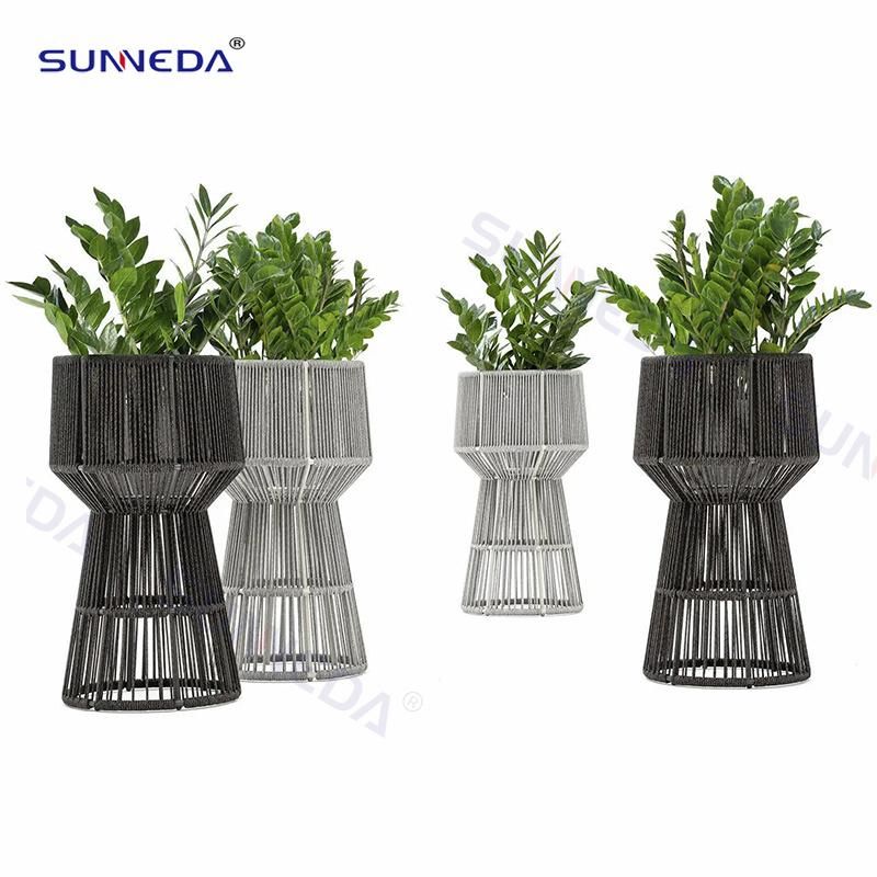 Modern Style Leisure Aluminum Webbing Dining Table Sets Garden Furniture