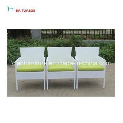 C-Outdoor Modern White Garden Rattan Dining Arm Chair