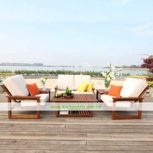 Solid Wood Outdoor Couch Set with Beige Mat (WH-D356)