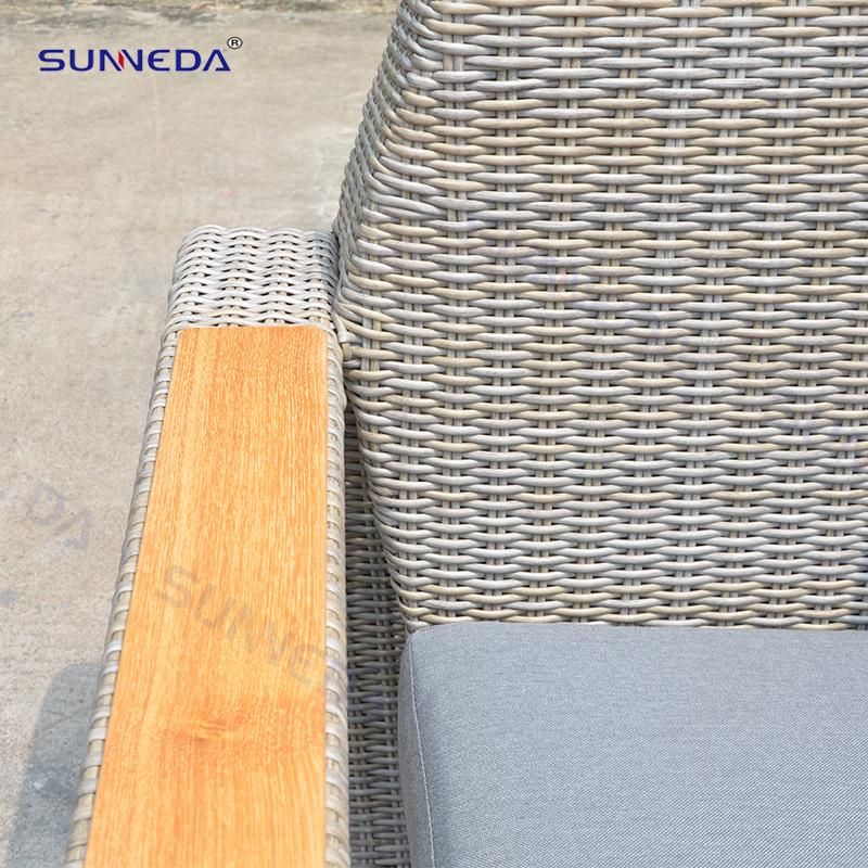 Aluminum Rattan Sofa Chair Teak Wood Coffee Table Garden Furniture