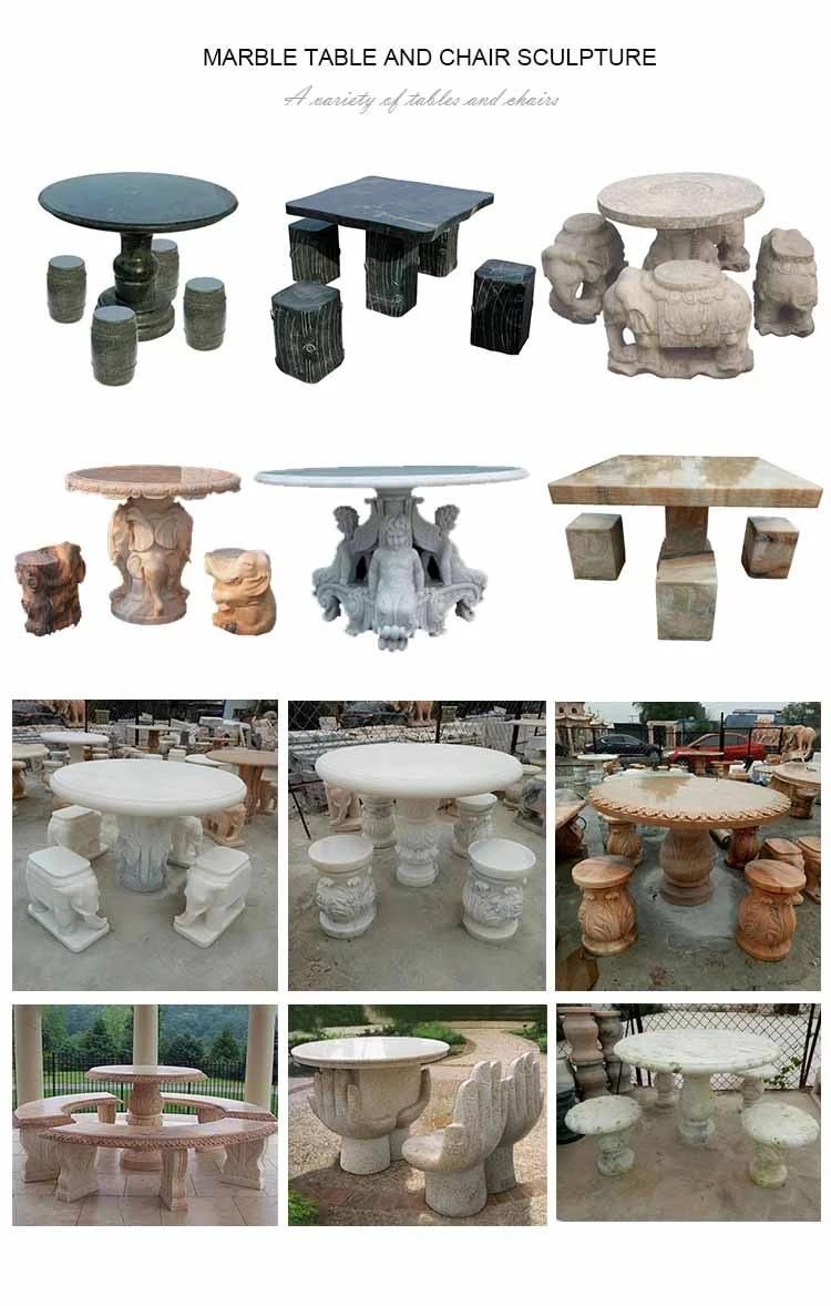 Outdoor Patio Furniture Stone Garden Table and Benches Set Carving