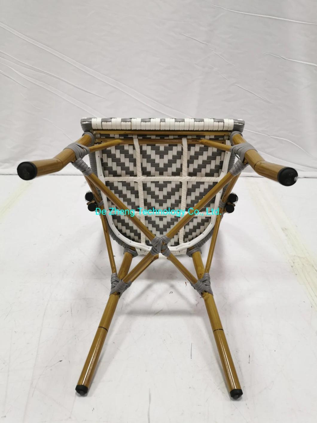 Weather Resistant French Bistro Restaurant Chair Outdoor Garden Rattan Furniture