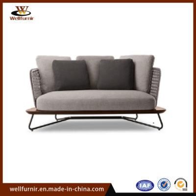 2018 Well Furnir Rope Wood Collection Two Seater Sofa Outdoor Furniture (WF-0603)