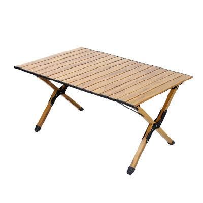 OEM Portable Aluminum Table Manufacture Wood Grain Egg Roll Table for Camping Picnic