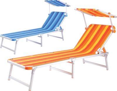Single Outdoor Chaise Sun Lounge with Shadow Cover for Sale