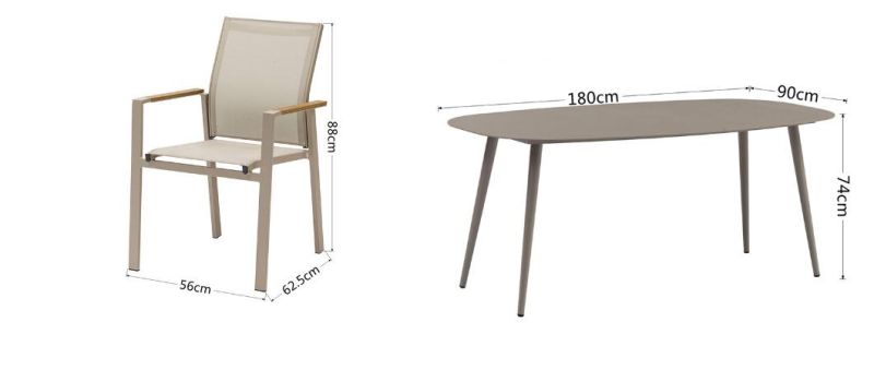 Nordic Style Outdoor Patio Garden Dining Room Casual Aluminum Furniture Set