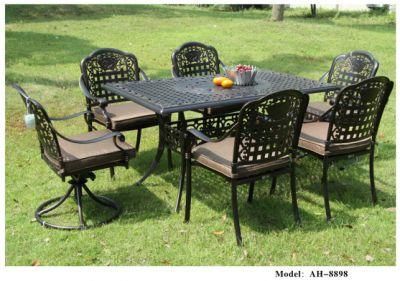 Outdoor Living Traditions Cast Aluminum Furniture Garden Dining Set with or Without Seat Cushions and Square Dining Table, Antique Bronze Finish