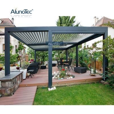 AlunoTec Modern Waterproof Aluminum Pergola Louvred Roof Bioclimatic Gazebo Sun Shade Louvre Pergolas