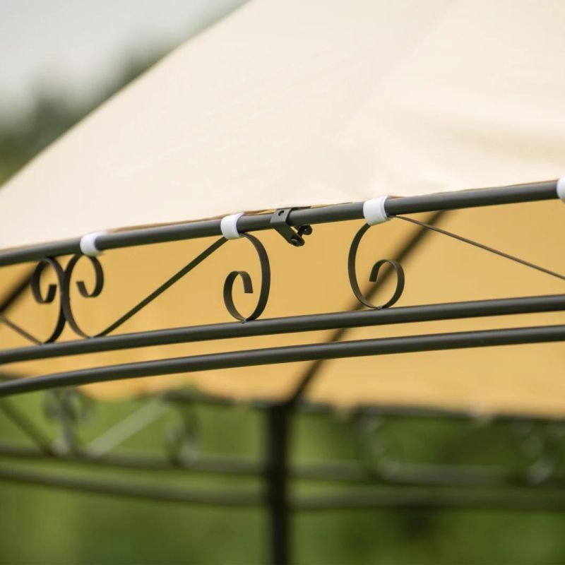 Solar LED Round Gazebo Tent 11*11FT Outdoor Patio Steel Frame