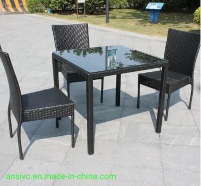 Rattan Furniture Table and Chair Courtyard Balcony PE Rattan Dining Table and Rattan Chair