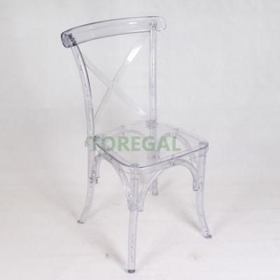 Transparent Clear PC Plastic Acrylic X Wedding Cross Back Chairs