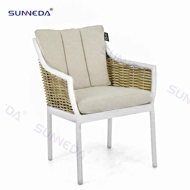 Outdoor Table and Chair Wit Aluminum Frame Round PE Rattan