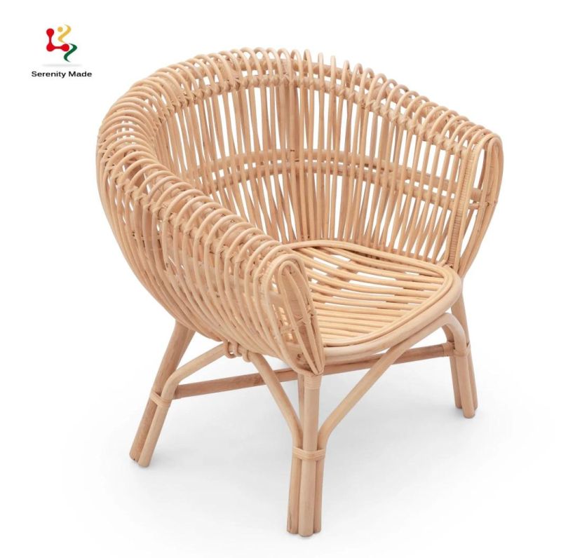 Indoor Southeast Asian Style Original Color Stable Home Bedroom Real Rattan Arm Chair