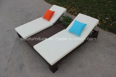 Patio Furniture Rattan Material Double Sun Bed