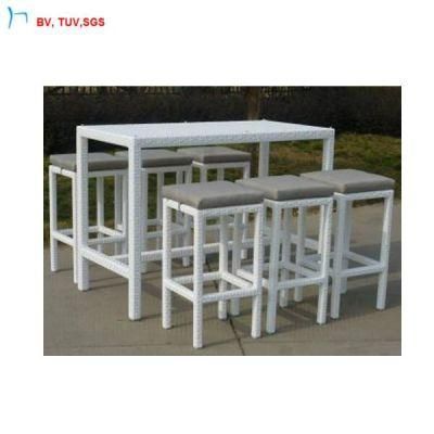 C-Outdoor Rattan Patio Bar Side Chairs and Table