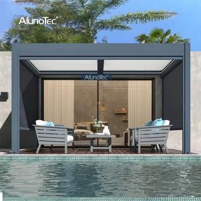 AlunoTec Modern Sunshading Lourv Pergola Motorized Waterproof Aluminum Vergola Bioclimatic Wedding Tent Gazebo for Sale