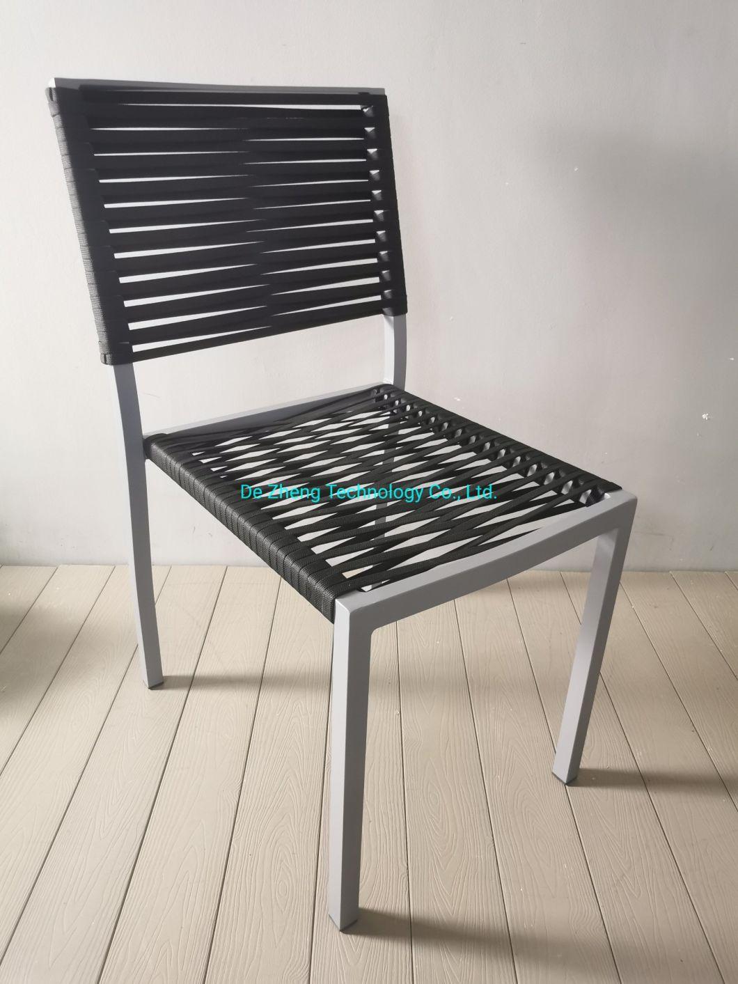 Outdoor Furniture House Aluminum Polyster Rope Armless Dining Chair Restaurant Furniture
