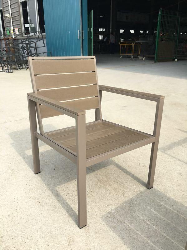 Wood Grain PE Steel Frame Patio Convertation Sofa Set