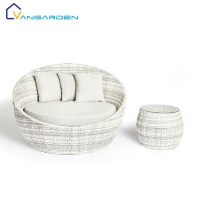 Outdoor Garden Furniture Set Round Rattan Sofa Bed with Side Table