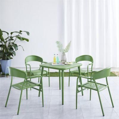 Wholesale 75X75X73mm Modern Dining Room Sets Green Metal Square Coffee Table