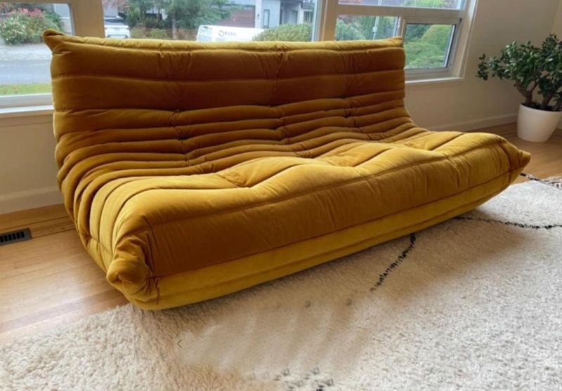 Togo Velvet Tan Color Sofa Set