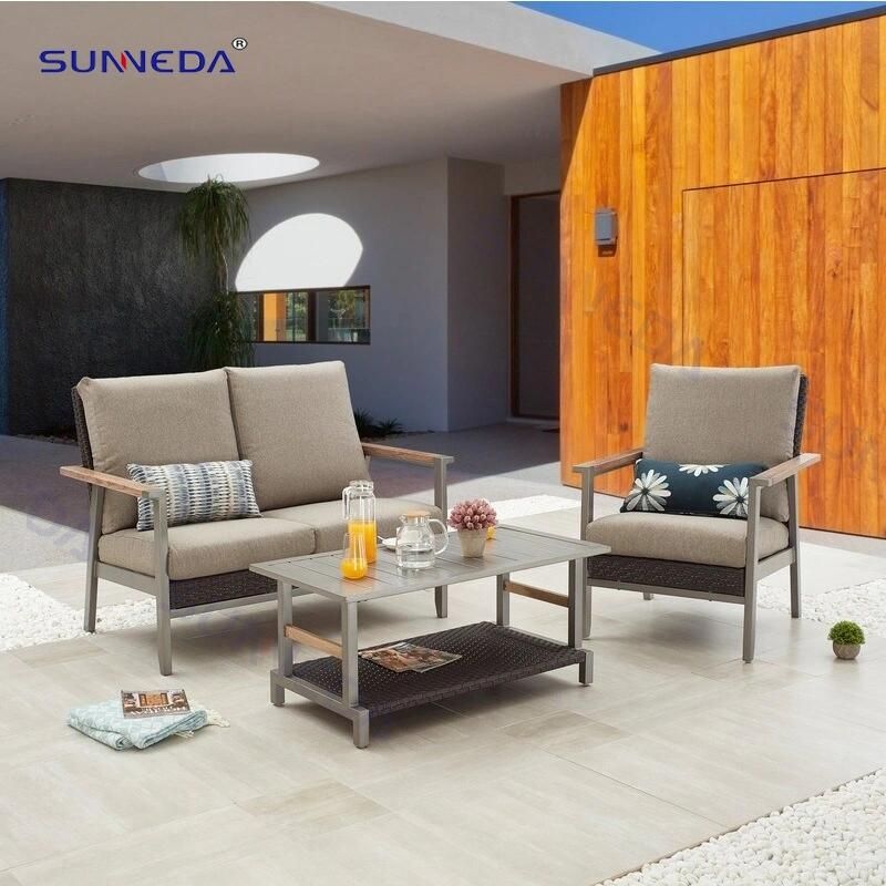 Aluminum Rattan Outdoor Chair Furniture Plastic Wood Leisure Sofa Set