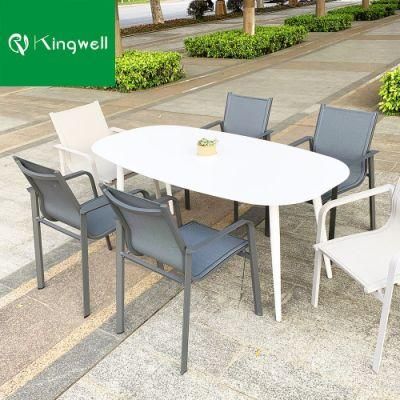 Durable White Aluminum Chair with Textilene Fabric for Coffee Use