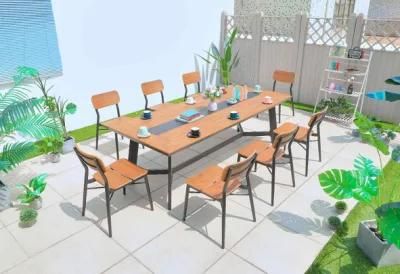 Outdoor Furniture Garden Set Dining Metal Chair Base Metal Arm Chairs Ploywood Frame Outdoor Garden and Patio Furniture Set