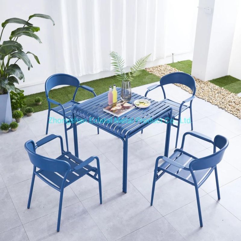 Chairs Furniture Outdoor Aluminum Restaurant Dining Set and Cafe Modern Bistro Sets Metal Chair